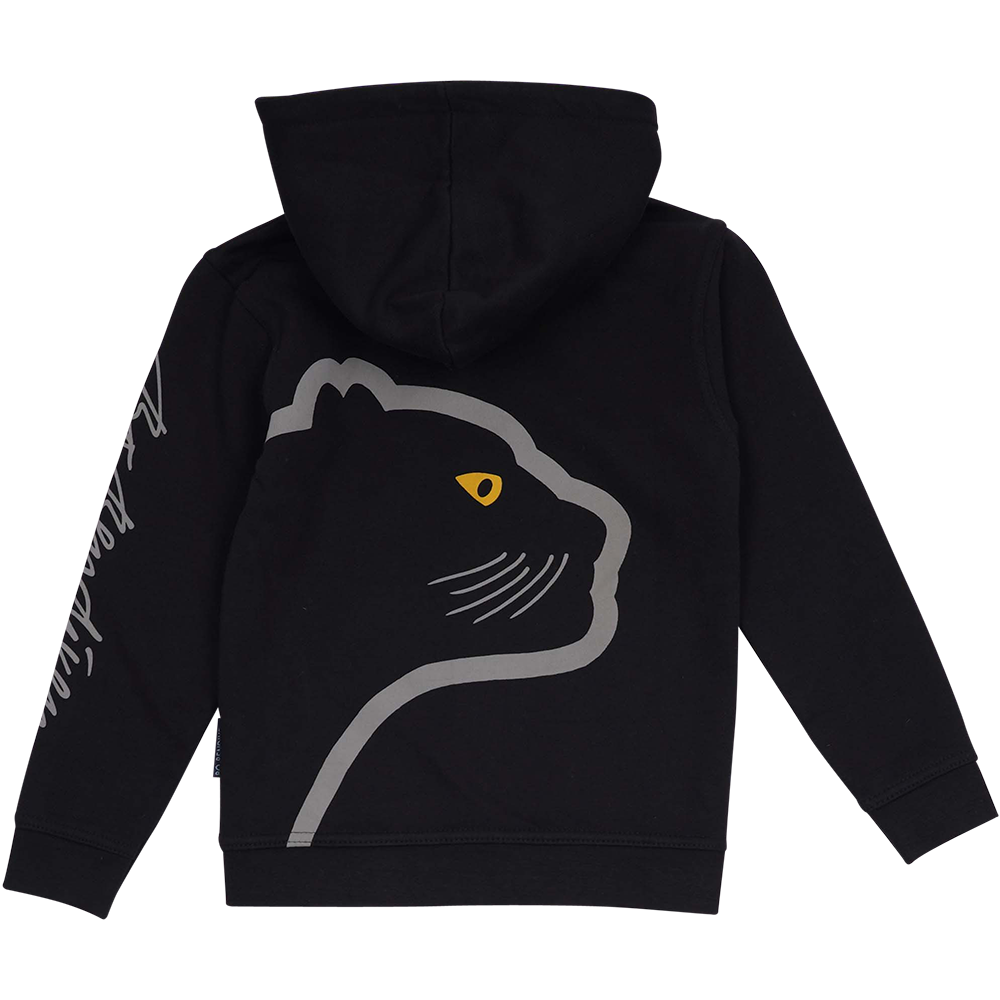 SWEATSHIRT BØRN M HÆTTE OG LYN PANTER SORT 2