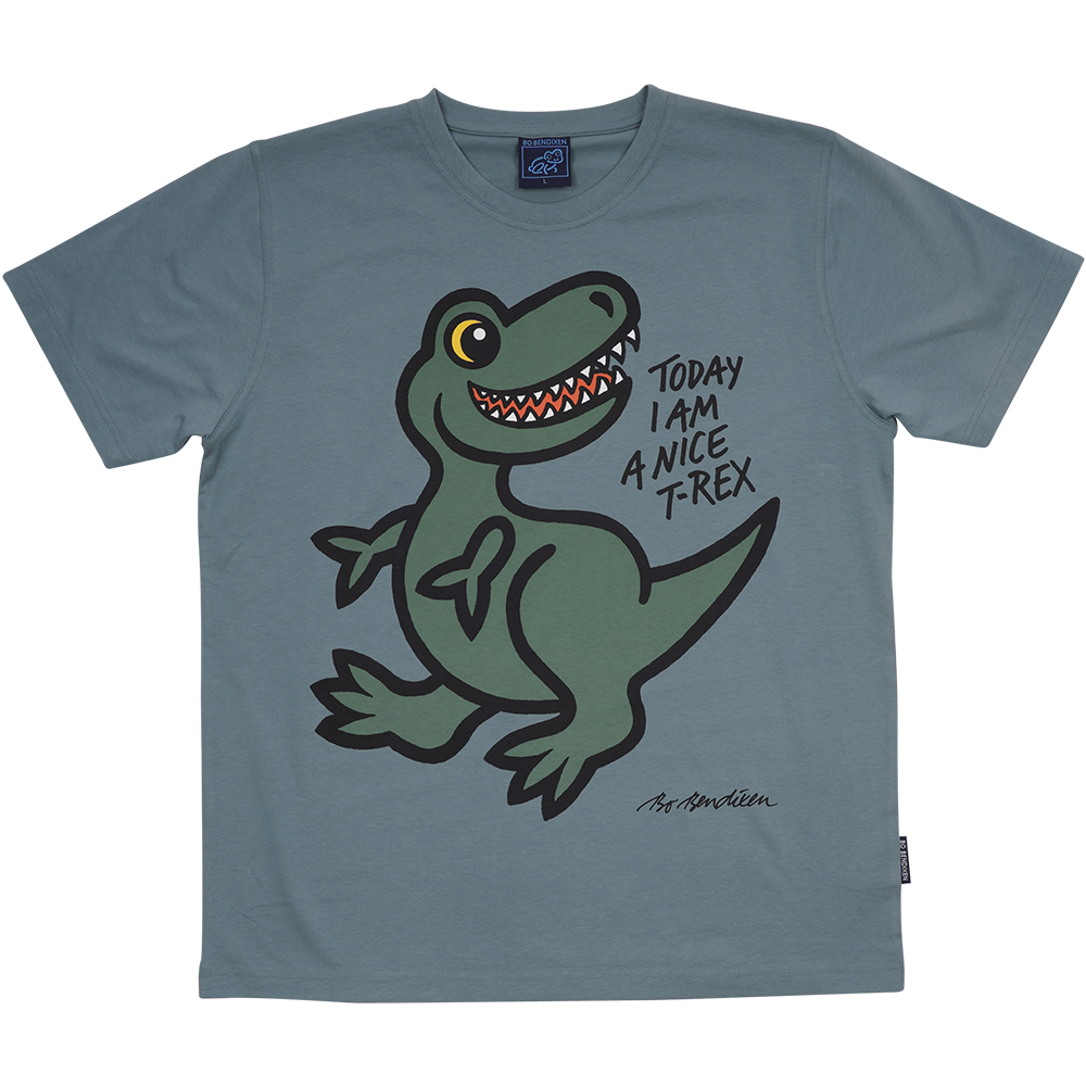 T-SHIRT VOKSEN T-REX GRØN 1