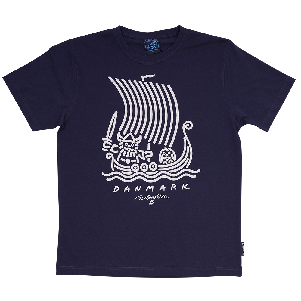 T-SHIRT VOKSEN VIKINGESKIB NAVY 1