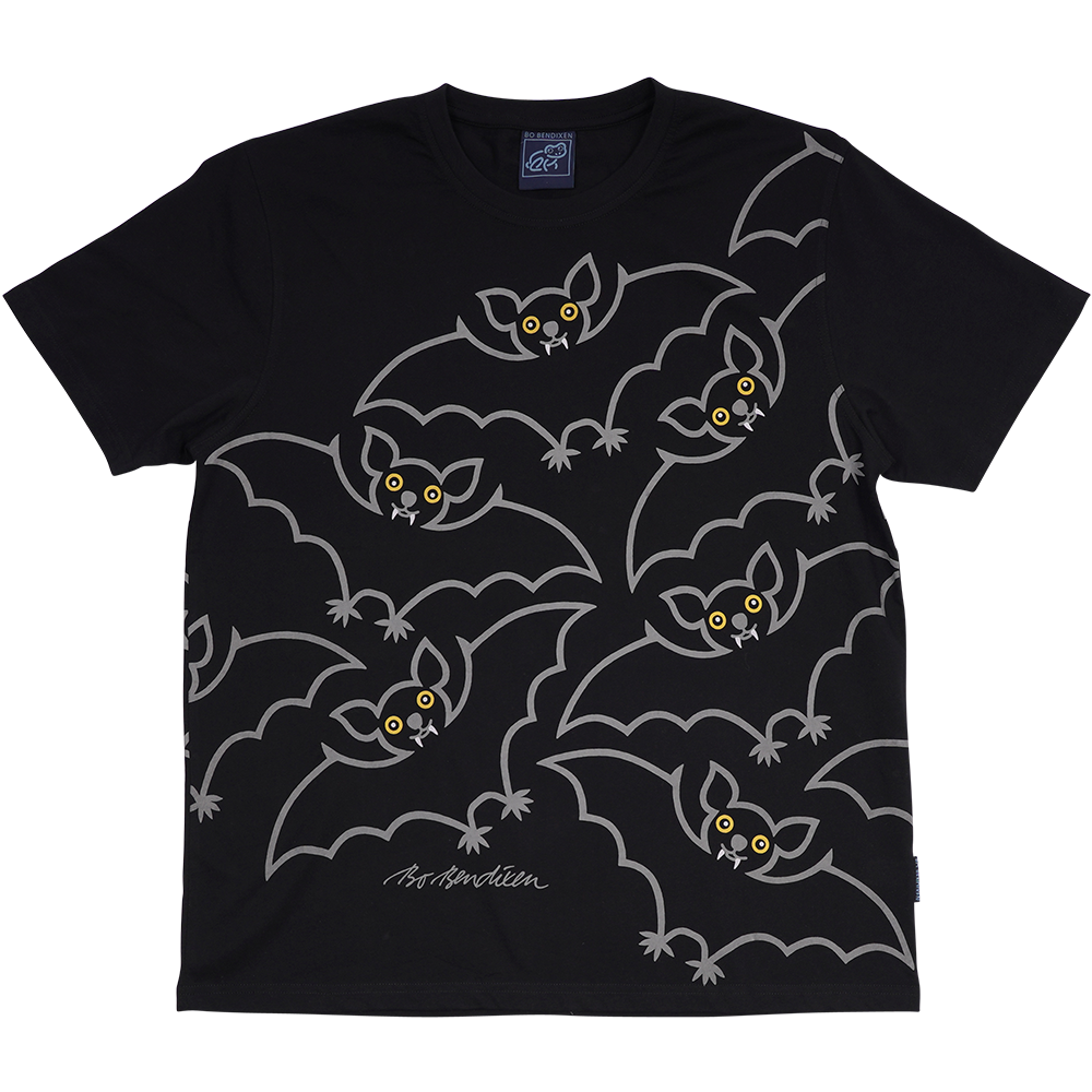 T-SHIRT VOKSEN FLAGERMUS SORT 1