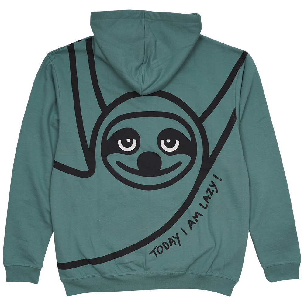 SWEATSHIRT VOKSEN M HÆTTE OG LYN LAZY GUY GRØN 2