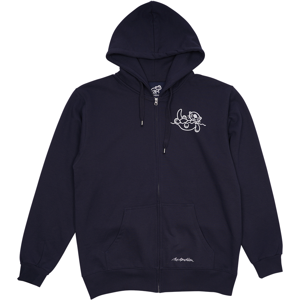 SWEATSHIRT VOKSEN M HÆTTE OG LYNLÅS HAVODDER NAVY 1