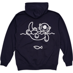 SWEATSHIRT VOKSEN M HÆTTE OG LYNLÅS HAVODDER NAVY 2
