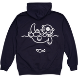 SWEATSHIRT VOKSEN M HÆTTE OG LYNLÅS HAVODDER NAVY 2