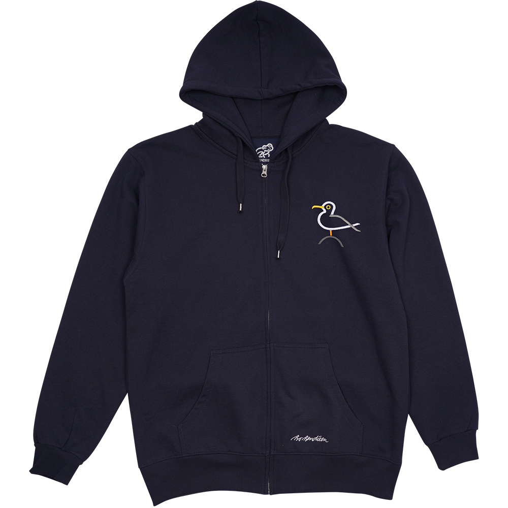 SWEATSHIRT VOKSEN M HÆTTE OG LYN MÅGE BRODERI NAVY 1