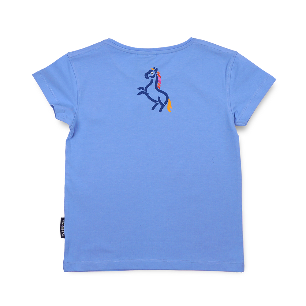 T-SHIRT BØRN SLIM FIT HEST TURKIS 2